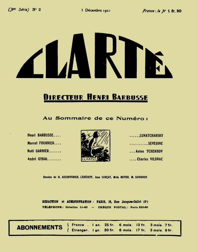 Couverture du deuxième numéro de Clarté